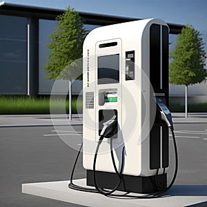 Electric car charger in the city.