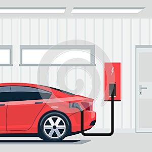 Electric Car Charging at Home in Garage