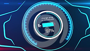 Electric Car Charging Indicating the Progress of the Charging dashboard display Animation