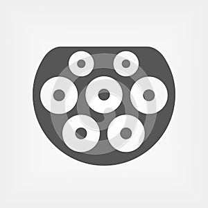 Electric Car charging plug Type 2 Mennekes Europe. Outline icon