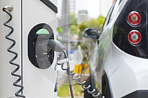 Electric car charging point in Singapore