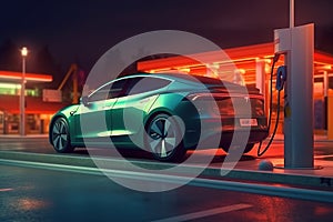 Electric car charging station in the city 3D render