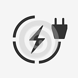 Electric Car Charging station flat icon. Electro power vehicle charge symbol.