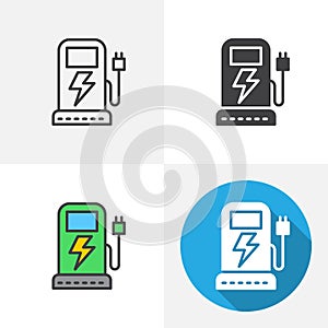 Electric car charging station icon