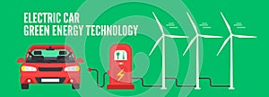 Electric car charging station wind turbines green energy eco technology