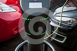 Electric car charging to refuel at the roadside power supply