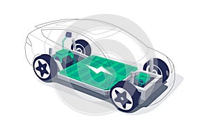 Electric car chassis with high energy battery cells pack modular platform