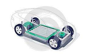 Electric car chassis with high energy battery cells pack modular platform