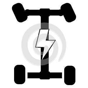 Electric car chassis icon. EV platform pictogram sign. flat style