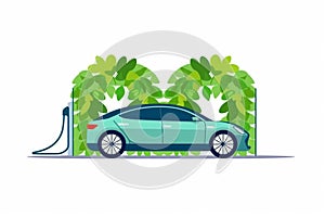 Electric car concept, car, electric charge station, AI generated