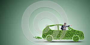 The electric car concept in green environment concept