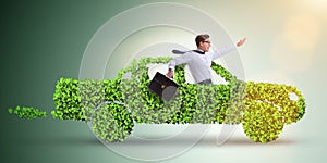 The electric car concept in green environment concept