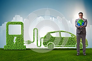 The electric car concept in green environment concept