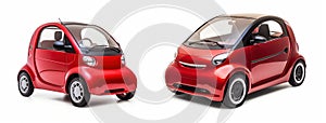 Electric car in concept. Red EV or hybrid compact car isolated on white background. generative AI.