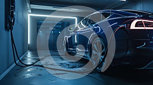The electric car in garage.AI generated image