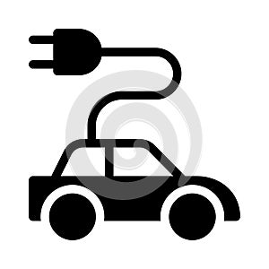 Electric car glyph flat vector icon