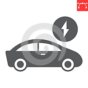 Electric car glyph icon