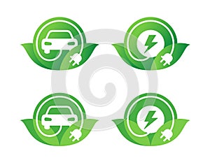 Electric car green energy logo concept