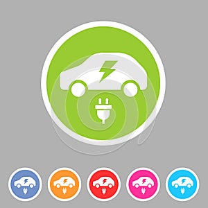 Electric car icon flat web sign symbol logo label