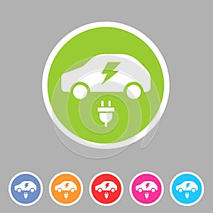 Electric car icon flat web sign symbol logo label photo
