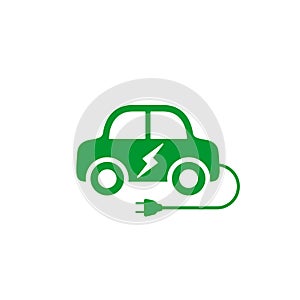 Electric car icon. Hybrid auto or electric vehicle concept on white background