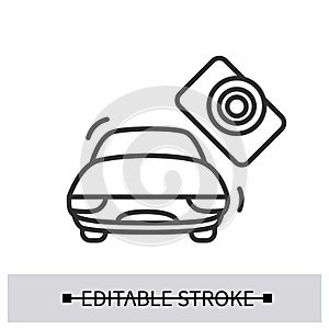 Electric car icon with modern touchscreen display interface. Simple vector ilustration