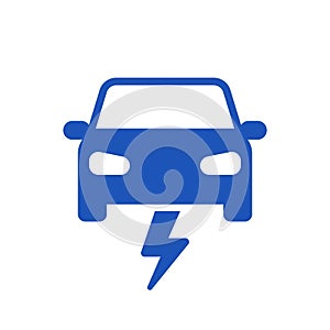 Electric car icon symbol, EV car, Hybrid auto charging point logotype