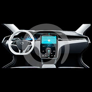 Electric Car Interior Dashboard with High-Tech Interface