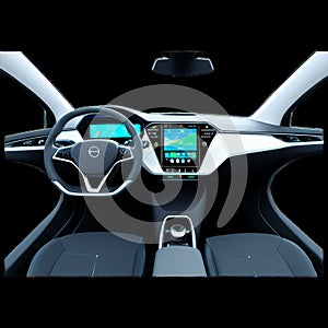 Electric Car Interior Dashboard with High-Tech Interface