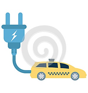Electric Car Isolated Color Vector icon that can be easily modified or edit