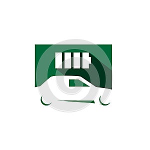 electric car logo concept green energy battery hybrid vehicles design vector