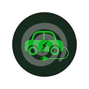 Electric car logo icon. Hybrid auto or electric vehicle concept on white background
