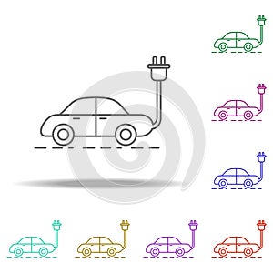 electric car outline icon. Elements of Ecology in multi color style icons. Simple icon for websites, web design, mobile app, info