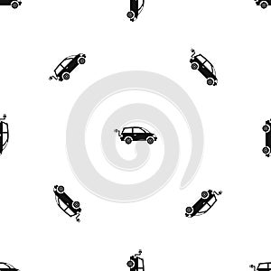Electric car pattern seamless black