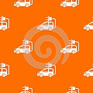 Electric car pattern vector orange