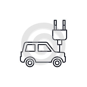 Electric car, plug cable, ecology thin line icon. Linear vector symbol