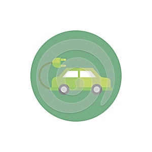 Electric car plug green energy block icon