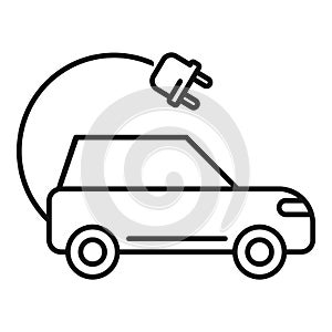 Electric car plug icon, outline style