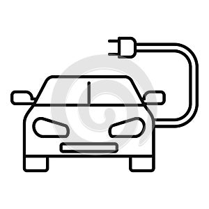 Electric car plug icon, outline style