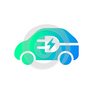 Electric car with plug icon symbol, EV car, Green hybrid vehicles charging point logotype, Eco friendly vehicle concept