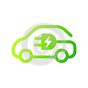 Electric car with plug icon symbol, EV car, Green hybrid vehicles charging point logotype, Eco friendly vehicle concept