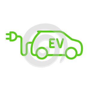 Electric car with plug icon symbol, EV car, Green hybrid vehicles charging point logotype, Eco friendly vehicle concept