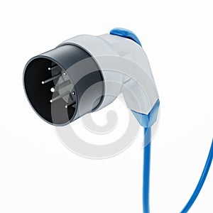 Electric car plug isolated on white background. 3D illustration
