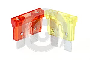 Electric car safeties on white background