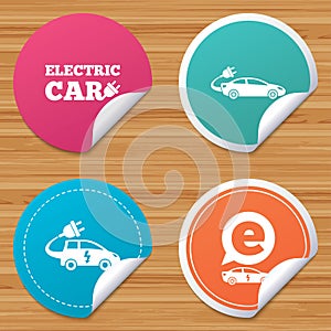 Electric car sign. Sedan and Hatchback transport.