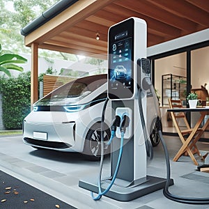 electric car station electric vehicle of the future using smart electric car charging station at home