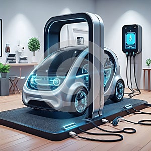electric car station electric vehicle of the future using smart electric car charging station at home