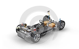 Electric car system, under carriage chassis