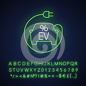 Electric car tax credit neon light icon