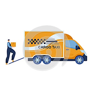 Electric car taxi, city transportation service vector illustration. Man character look for vehicle transport, urban